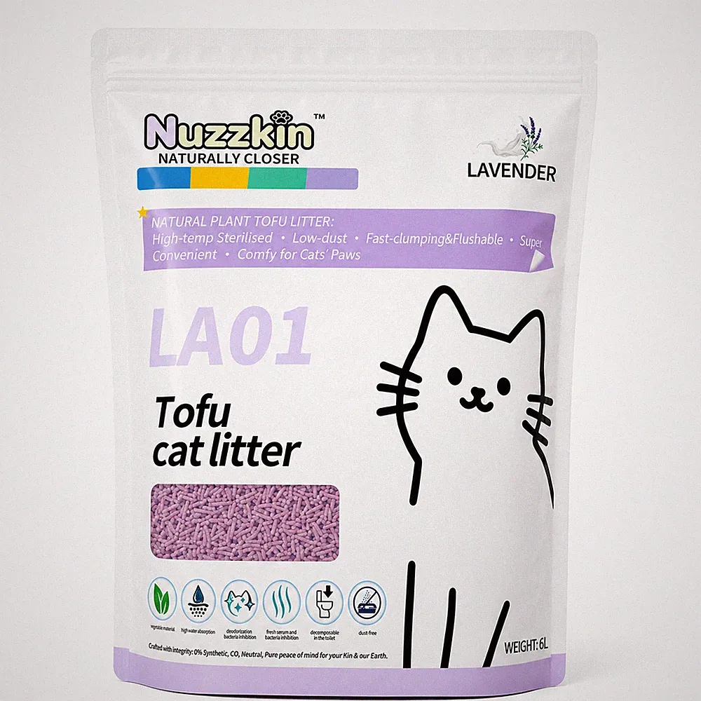 Nuzzkin Lavendel Tofu Katzenstreu 6L klumpend staubarm biologisch abbaubar