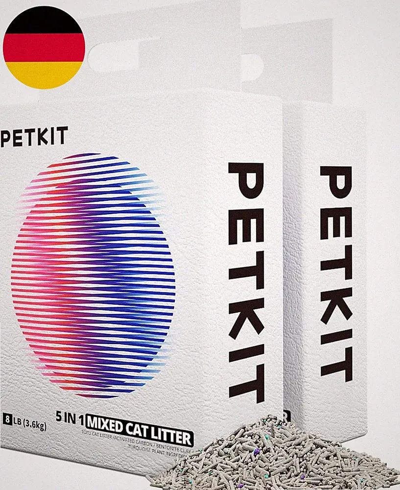 PETKIT 5 in 1 Gemischtes Katzenstreu, 7.2Kg,Klumpstreu Für Katzen,Spülbar, Geruc