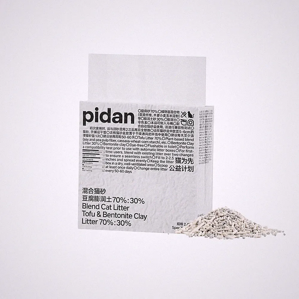 pidan mix Tofu Katzenstreu (4x2,4kg/6L Beutel) 100% natürliches unparfümiertes Tofustreu