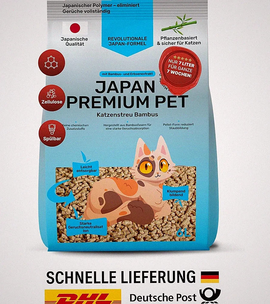 Premium Katzenstreu Pellets mit Gesundheitsindikator aus Kokos Bambus-Extrakt 7L