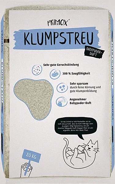 Primox Katzenstreu Babypuderduft 20 kg Katzenstreu
