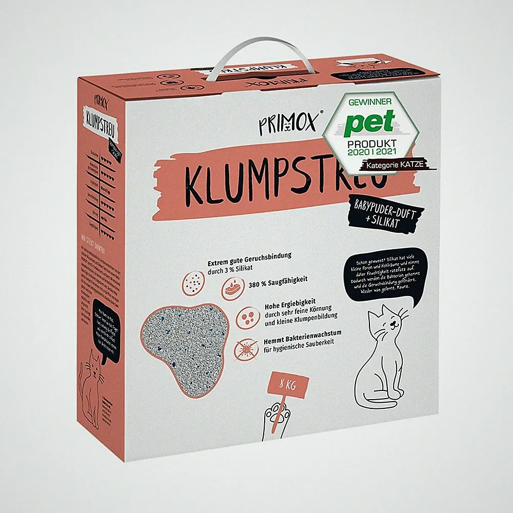 Primox Katzenstreu mit Babypuderduft + Silikat 8 kg