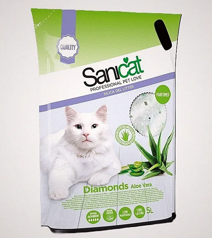 SANICAT Diamonds Aloe Vera absorbierende Katzenstreu 5 L