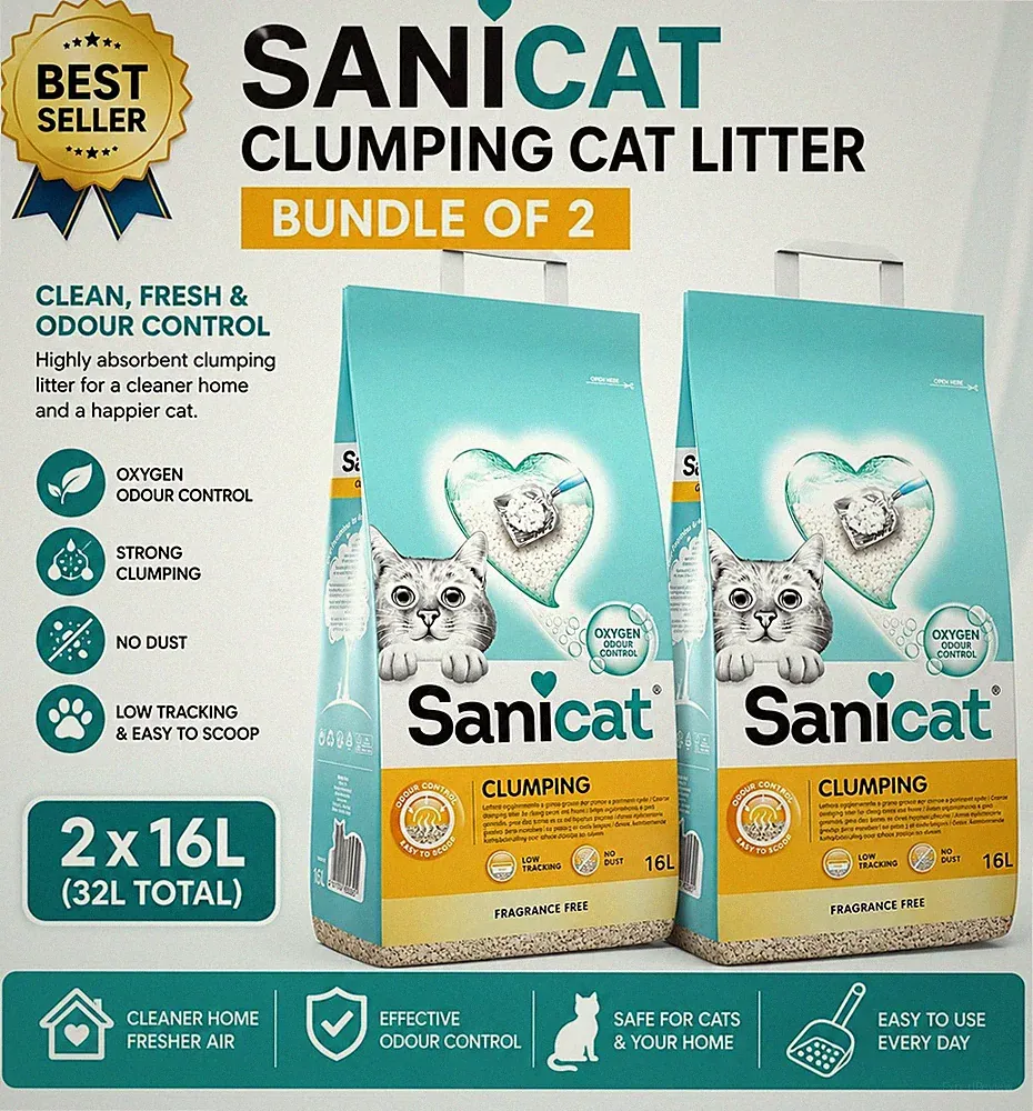 Sanicat klumpendes Katzenstreu, 16 l x 2