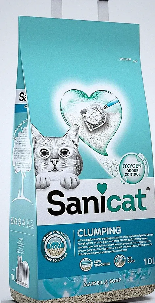 Sanicat - Klumpendes Katzenstreu mit Marseiller Seifenduft | Aus natürlicher Minera