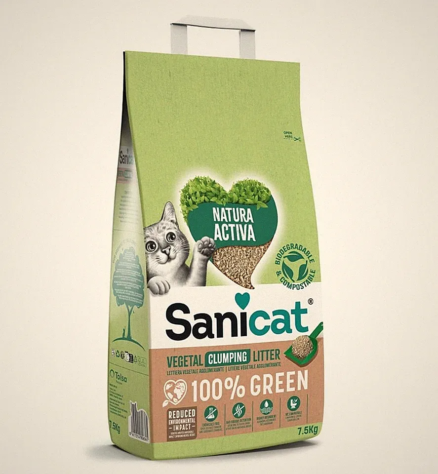 SANICAT Natura Activa Green Klumpstreu pflanzliches Katzenstreu 7,5 kg