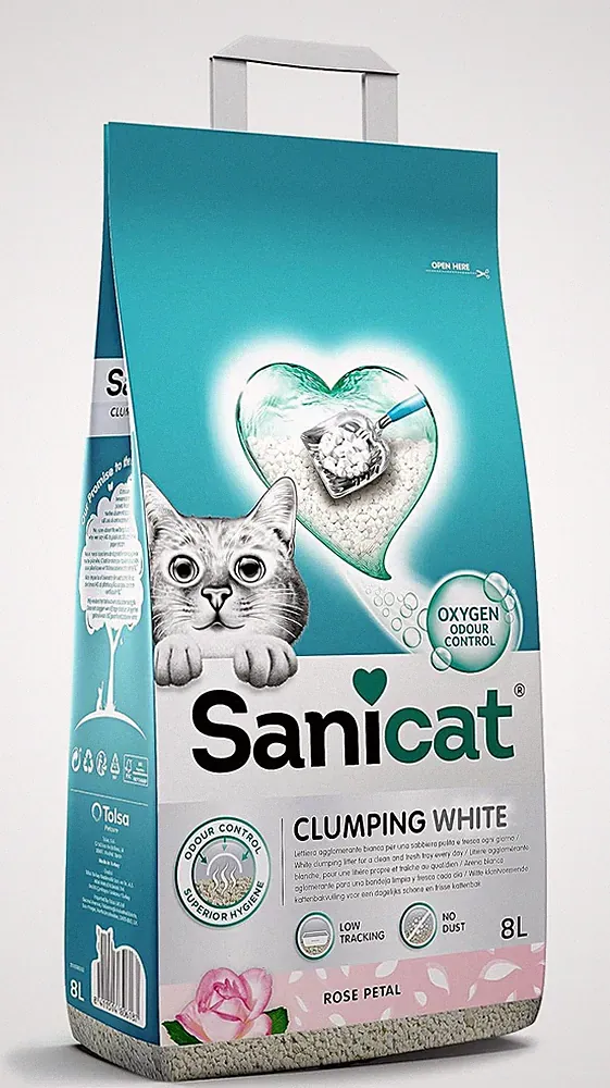 Sanicat – Weiße Klumpstreu – Mit Duft Von Rosenblättern | Hergestellt Aus Natürl
