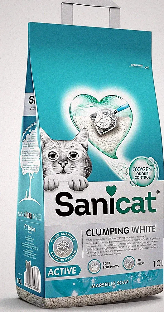Sanicat - Weißes ultraklumpendes Katzenstreu - Marseille Seifenduft | Hergestellt aus N