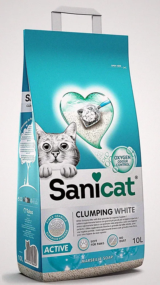 Sanicat White Ultra Klumpendes Katzenstreu Marseille Seife duftend aus natürlichem