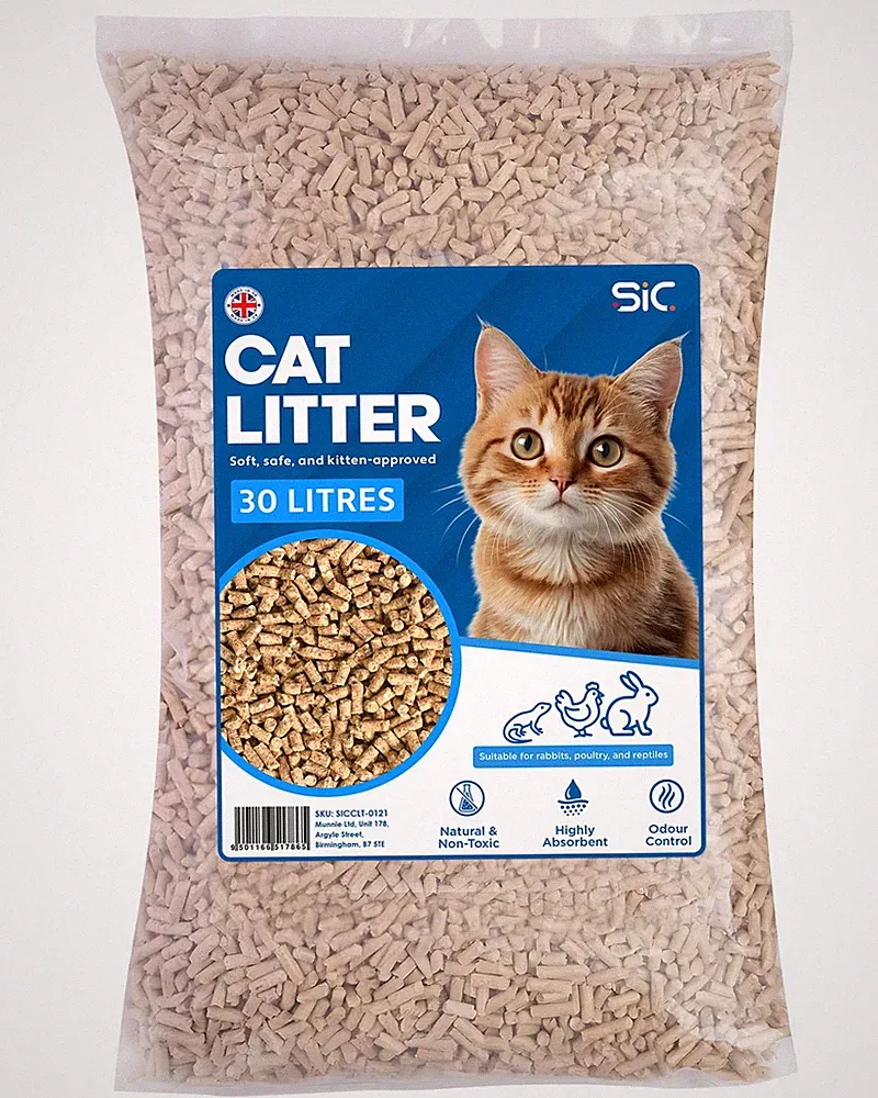 SIC Katzenstreu 30L biologisch abbaubares Holzpellet Katzenstreu staubfrei & unparfümiert