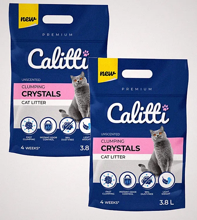 Silikat Klumpstreu Katzenstreu Calitti Clumping Crystals 7,6l (2-er Pack)