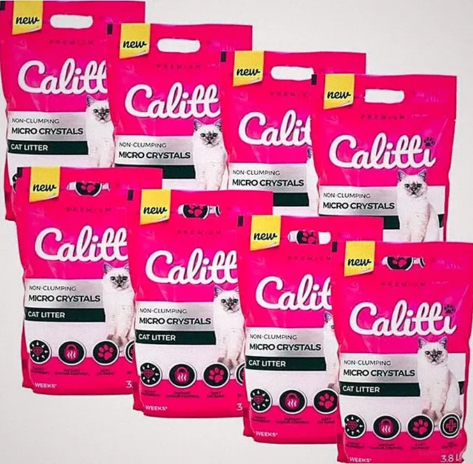 Silikat Ultrafeines Katzenstreu Calitti Micro Crystals - Staubfrei 3,8L x 8
