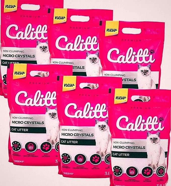 Silikat Ultrafeines Katzenstreu Calitti Micro Crystals - Staubfrei 6 x 3,8L