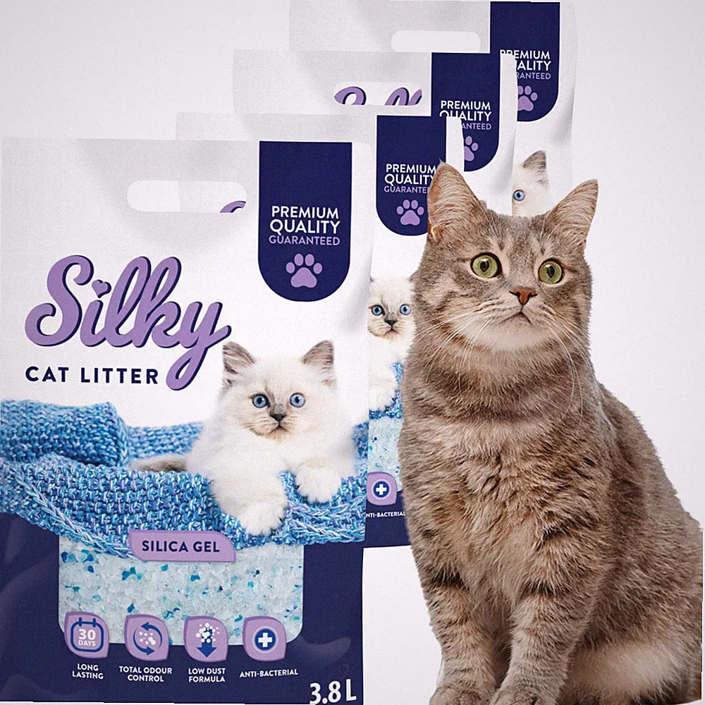 Silky Silikat Katzenstreu, Staubfrei Unparfümiert Silica | 15,2L - 4er-Pack