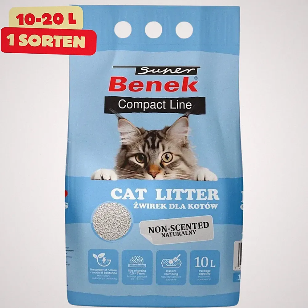 Super Benek Compact Katzenstreu Klumpstreu Bentonit Parfümfrei Feine Körnung