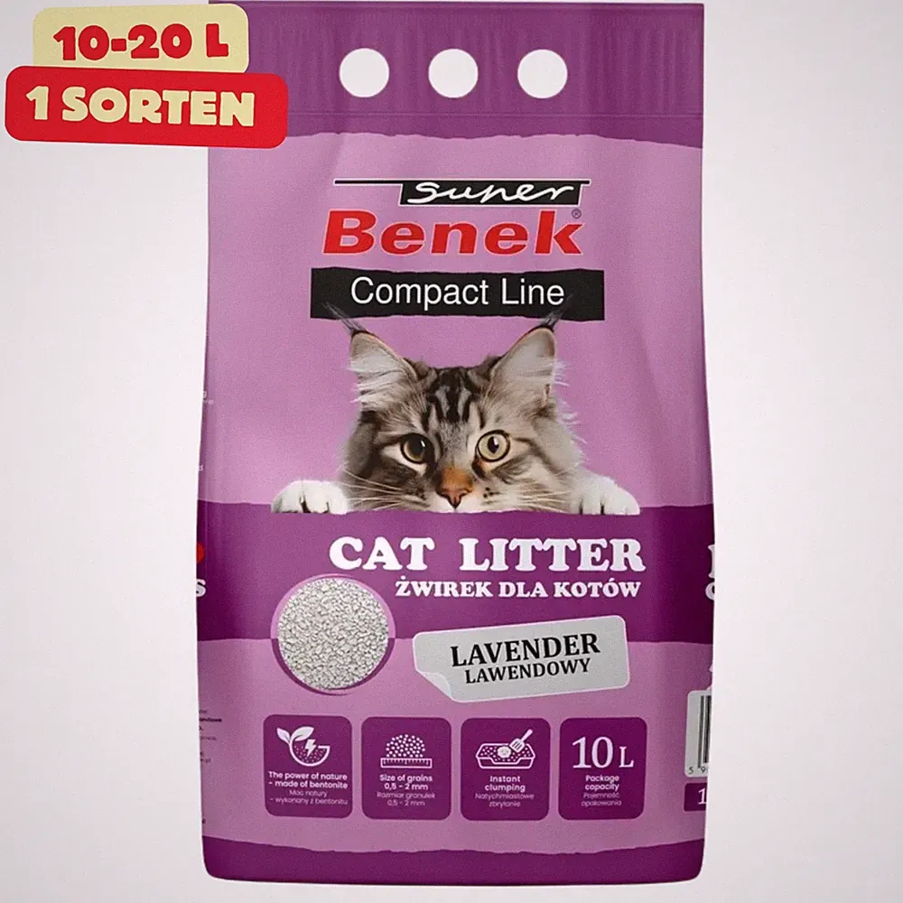 Super Benek Compact Lavendel Katzenstreu Klumpstreu Bentonit Duft Feine Körnung