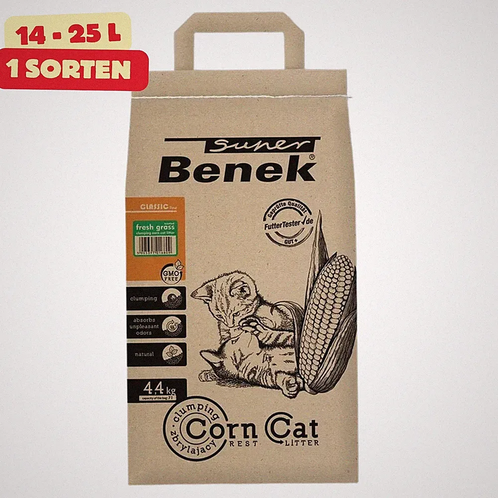 Super Benek Corn Cat Katzenstreu Frisches Gras Klumpstreu Mais Biologisch