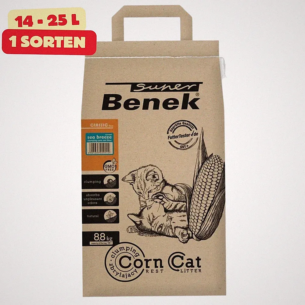Super Benek Corn Cat Katzenstreu Meeresbrise Klumpstreu Mais Biologisch