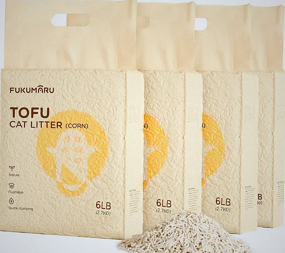 Tofu Katzenstreu 10 8kg Staubfrei Sockel FUKUMARU, schnell klumpend, biologisch