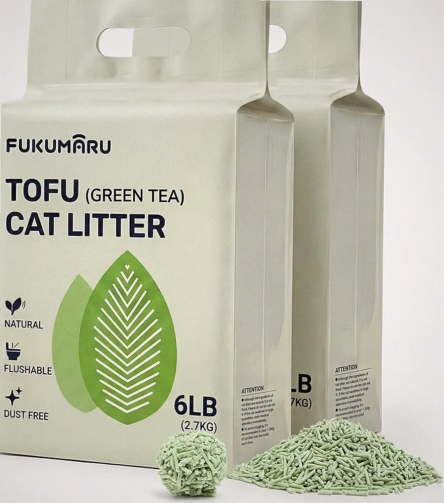 Tofu Katzenstreu 5,4 kg - Klumpend, Geruchsbekämpfung mit grünem Tee, staubfrei