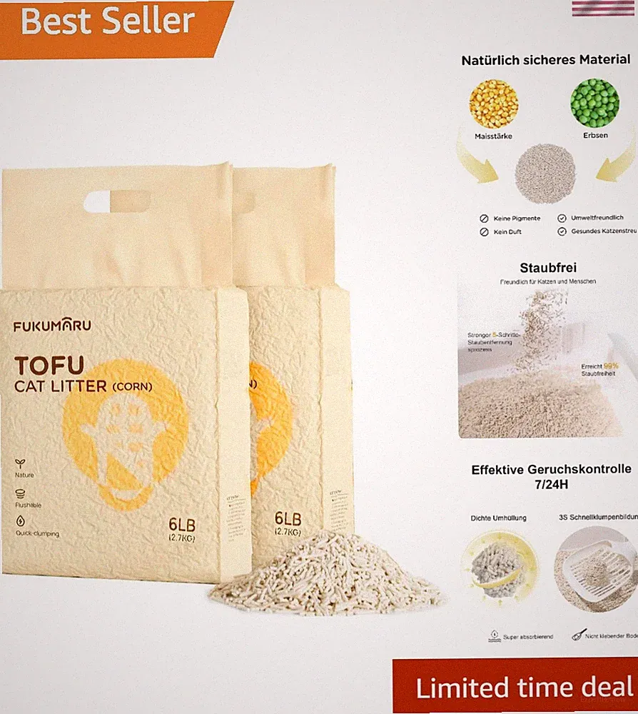 Tofu Katzenstreu 5.4kg, Klumpstreu für Katzen, Gemischtes Maispellets, Staubf...