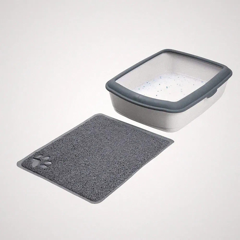 Trixie Katzentoilette WC Clean Pan Matte grau mit Pfote rutschfest