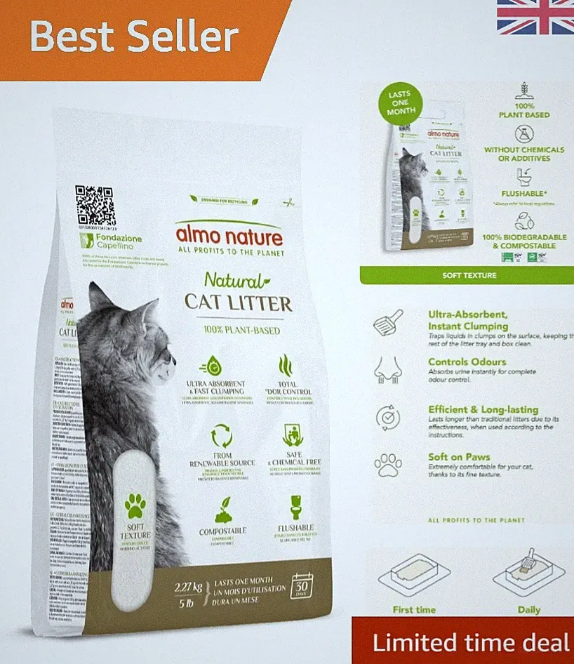 Ultraleichtes 2,27 kg Katzenstreu - biologisch abbaubar, geruchsneutral & spurlos