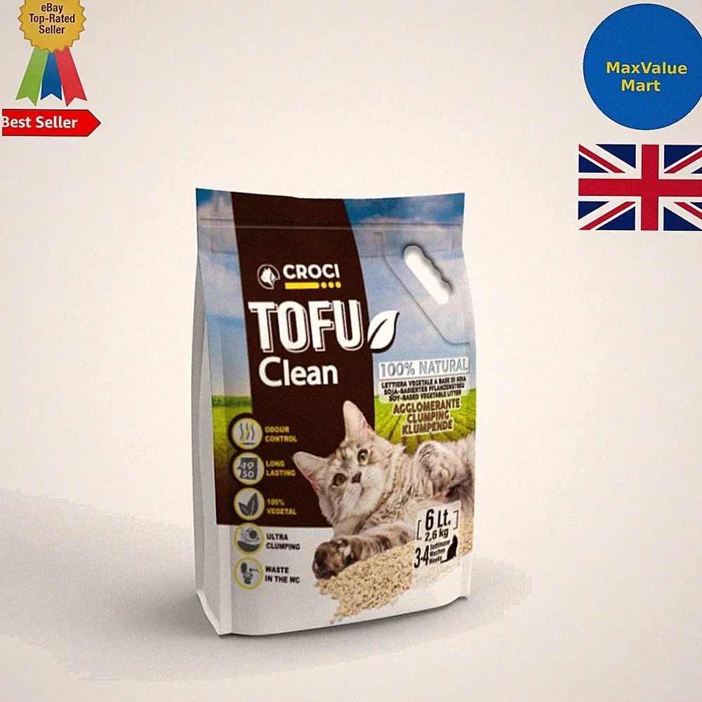 Umweltfreundliches Tofu Katzenstreu 6L - spülbar & 100% Gemüse zur einfachen Entsorgung