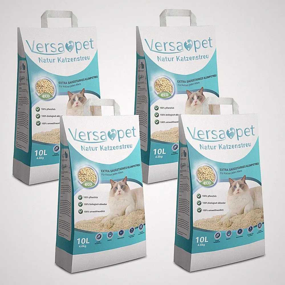 Versapet TOFU Katzenstreu klumpend Klumpstreu 40 Liter / 4 x 10 l = 4 x 4,6 kg