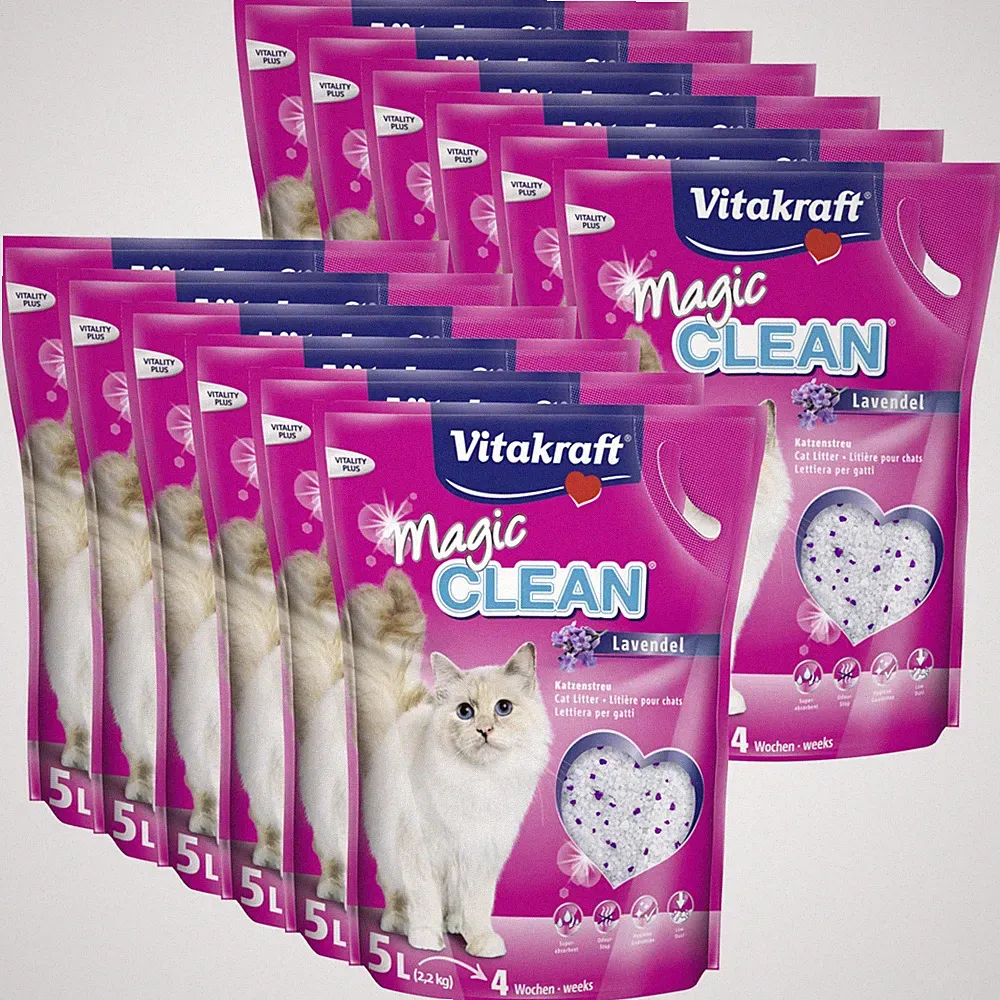 VITAKRAFT Katzenstreu Magic Clean Lavendel 12 x 5 Liter (60L) staubarm Katzen