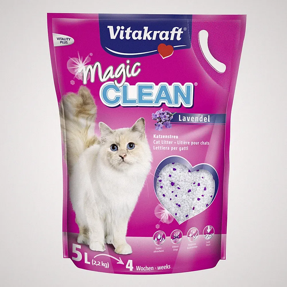 VITAKRAFT Katzenstreu Magic Clean Lavendel - 5 Liter - staubarm saugfähig Katze