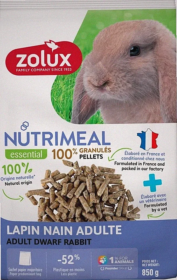 ZOLUX NUTRIMEAL 4 Zwergkaninchen Pellets Adult 850 g