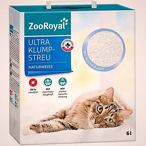 ZooRoyal Ultra Klumpstreu 6L Bentonit Katzenstreu Naturweiß Frischeduft